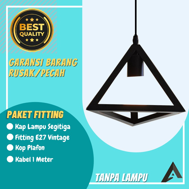 Jual Kap Lampu Gantung Besi Siku Sangkar Segitiga Fitting Lampu