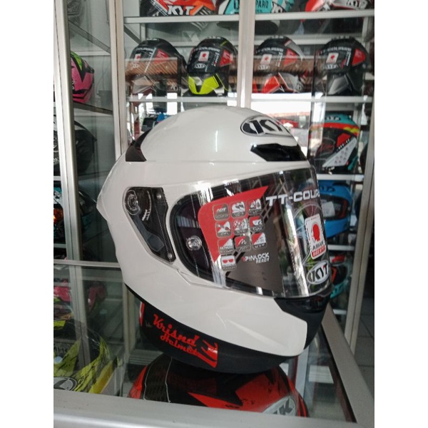 Jual Helm Full Face KYT TT COURSE PLAIN WHITE SOLID Shopee Indonesia