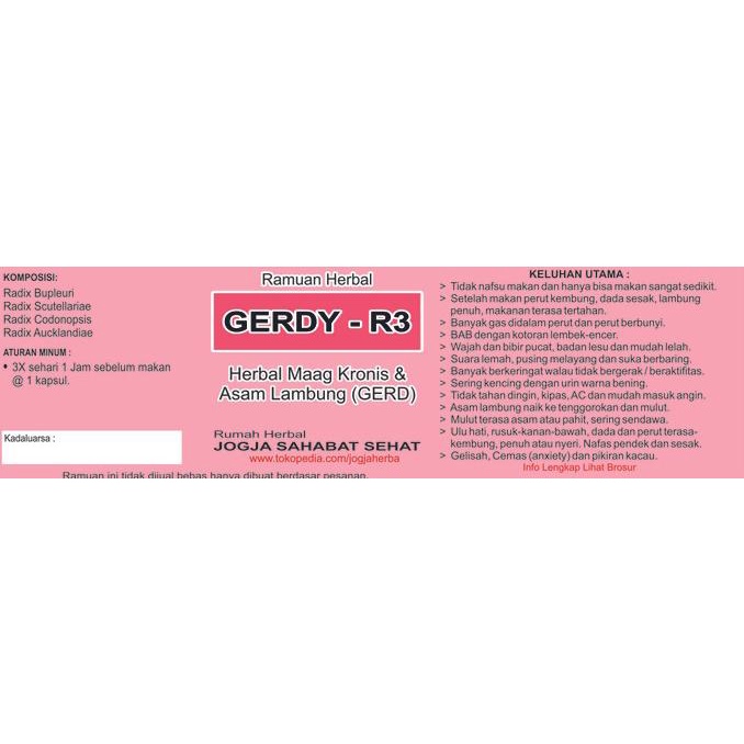 Jual Gerdy R Kapsul Herbal Obat Maag Kronis Asam Lambung Gerd