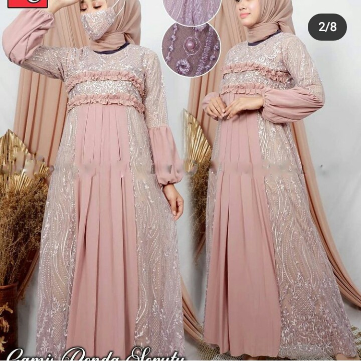 Jual Sandrina Dress Kondangan Muslimah Gamis Mewah Terbaru Gaun Pesta