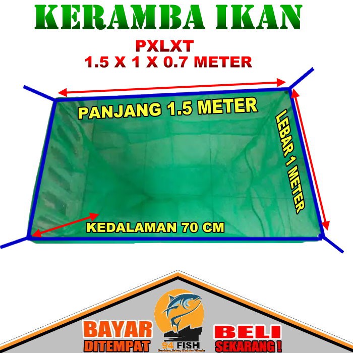 Jual KERAMBA IKAN HAPA IKAN KAIN WARING HIJAU 1 5M X 1MX 70CM Shopee