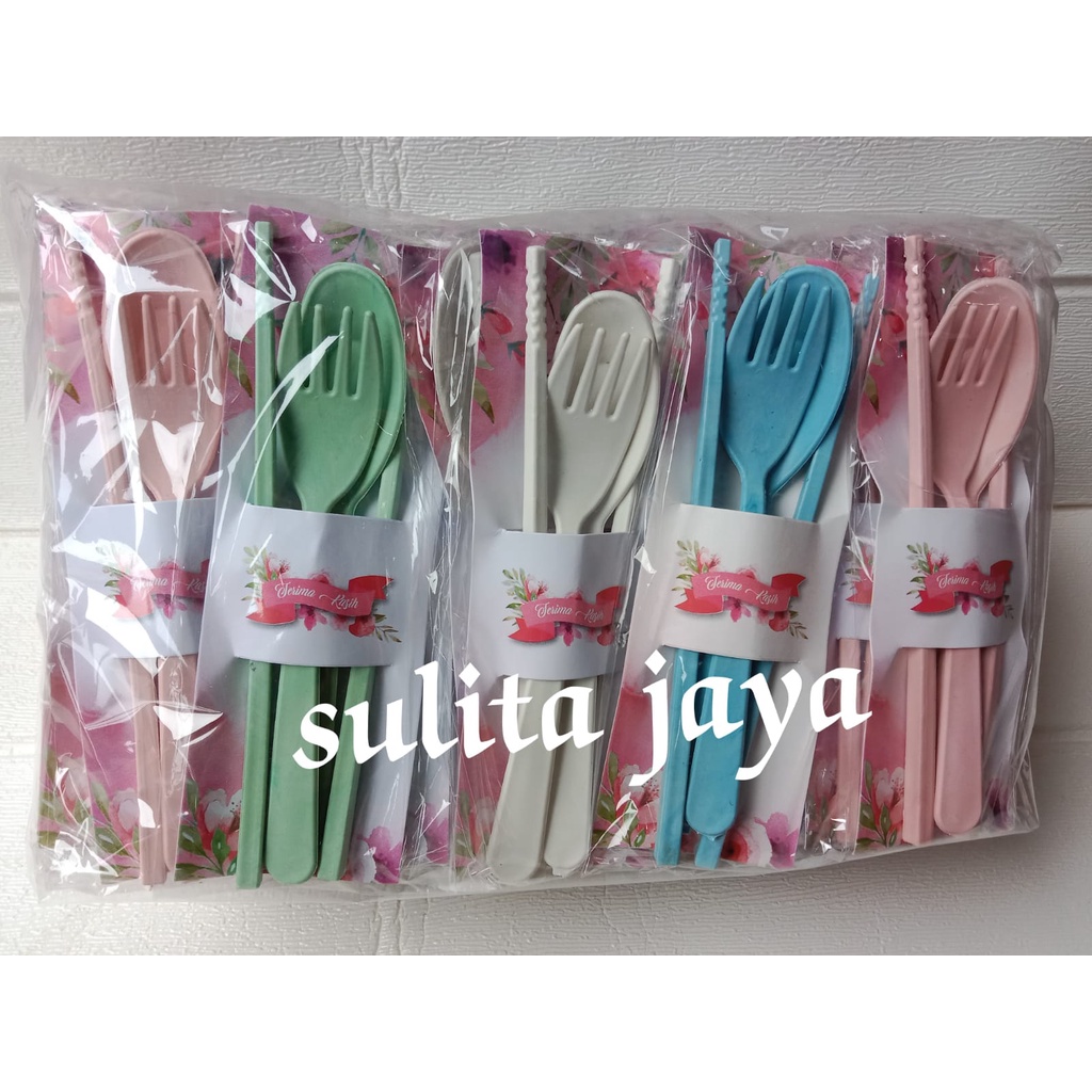 Jual SOUVENIR SENDOK Sovenir Pernikahan 1set Sendok Travel Sendok Garpu