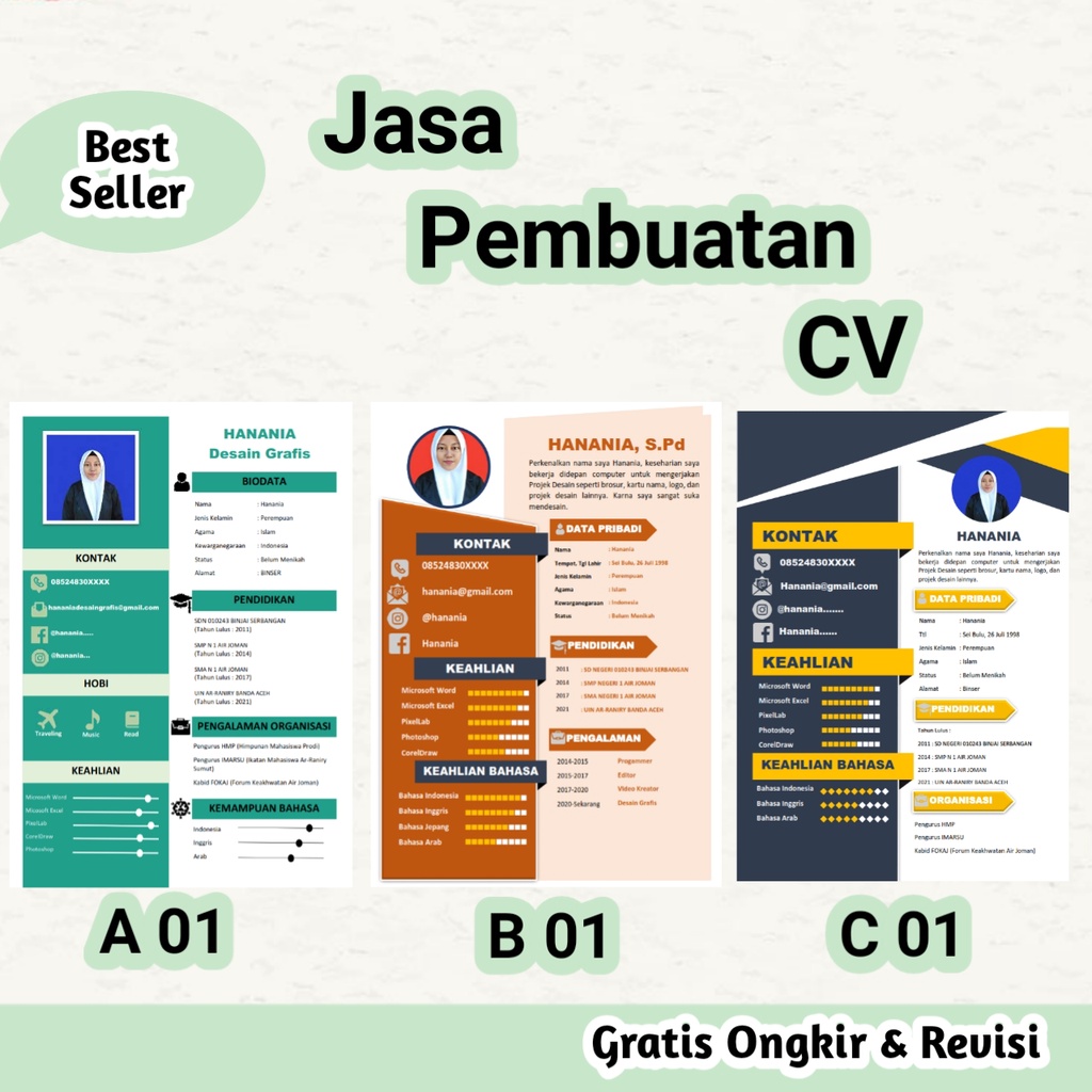 Jual Jasa Pembuatan Cv Curriculum Vitae Resume Sampai Fix Shopee