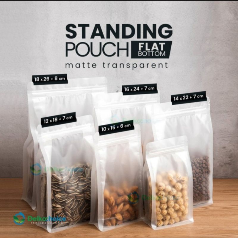 Jual Standing Pouch Flat Bottom Matte Doff Plastik Kemasan Makanan