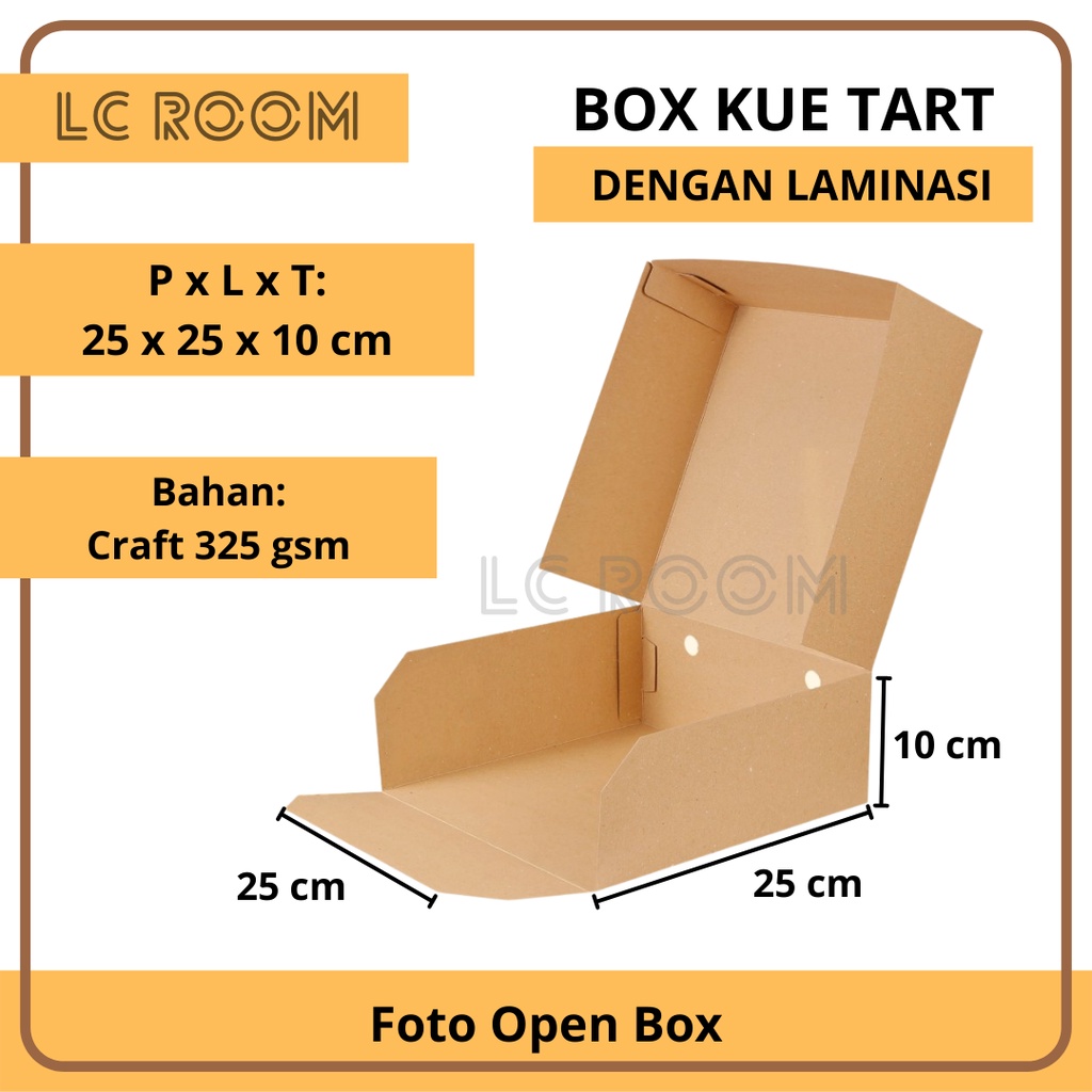 Jual PAPER BOX TART DOS KOTAK KUE KRAFT COKLAT FOOD GRADE BIG BOX 25 25