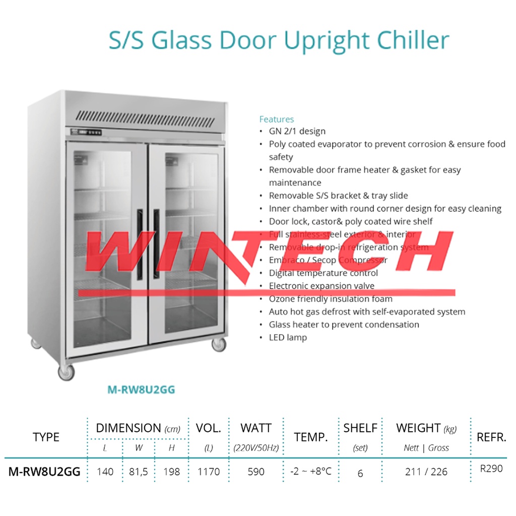 Jual Gea M Rw U Gg Ss Glass Door Upright Chiller Ss Refrigerator