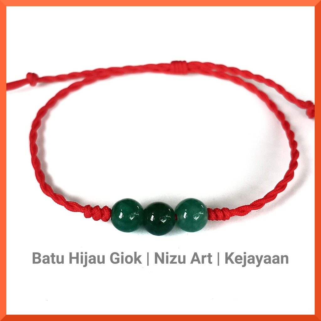 Jual Gelang Hijau Giok Batu Alam Tali Etnik Handmade Untuk Wanita Dan