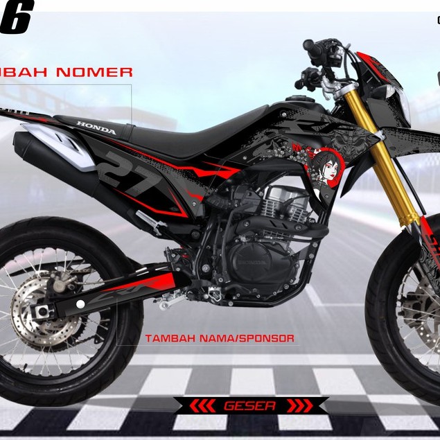 Jual Decal Crf L Sticker Crf L Fullbody Supermoto K Hitam Abu