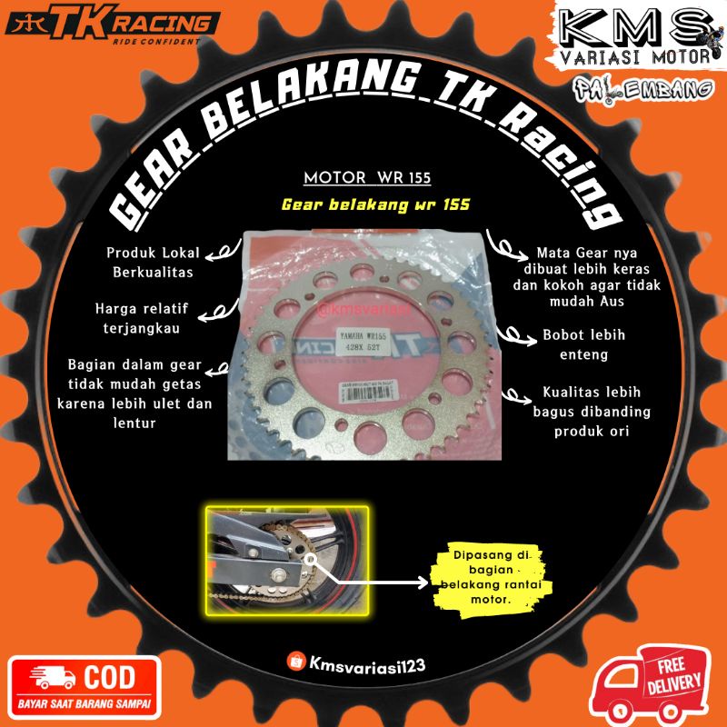 Jual Gear Belakang Murah Tk Racing Yamaha Wr Size