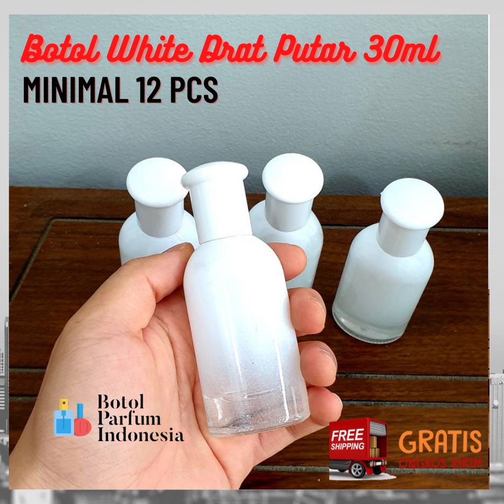 Jual BOTOL PARFUM KOSONG KOTAK SPRAY KACA 30 ML WHITE DRAT PUTAR 30 ML