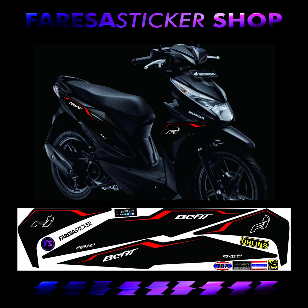 Jual COD STICKER VARIASI BEAT ESP STREET ESP MERAH STYLIST SIMPLE