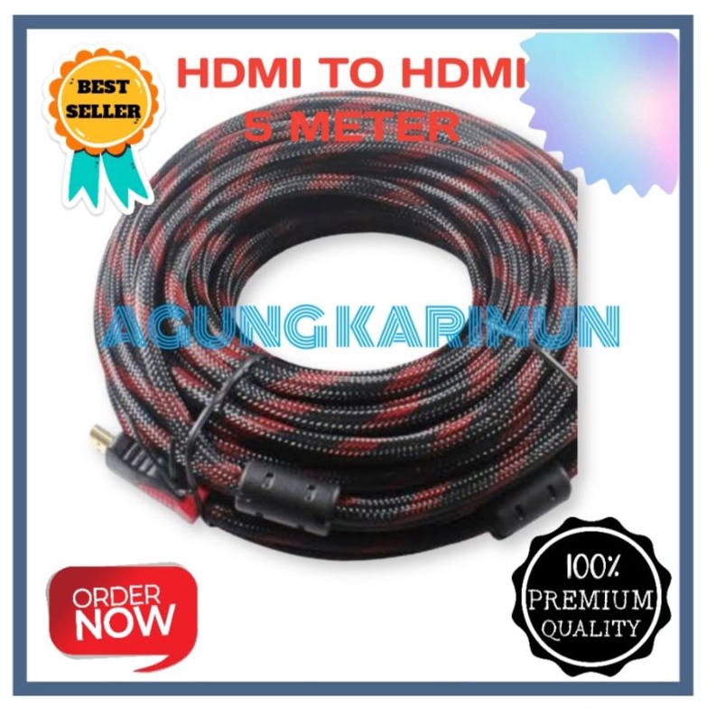 Jual KABEL HDMI TO HDMI 5 METER SERAT JARING ORIGINAL Shopee Indonesia