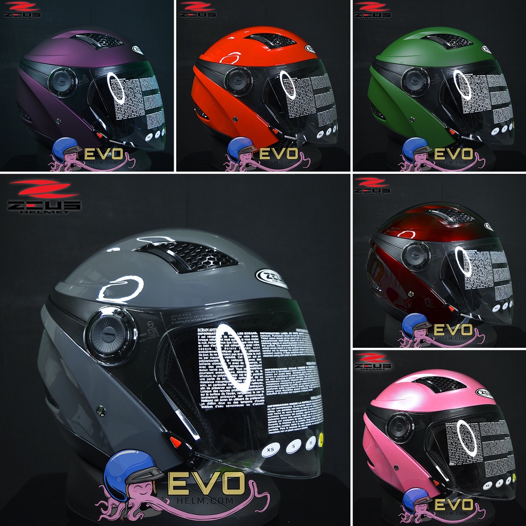 Jual HELM ZEUS 610 HALF FACE ZS610 SOLID WARNA LENGKAP HELM ZEUS HALF