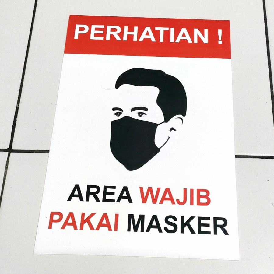 Jual STIKER PERHATIAN AREA WAJIB PAKAI MASKER UKURAN A4 Shopee Indonesia