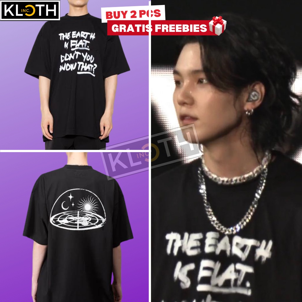 Jual BTS Kaos BTS Suga Flat Earth Busan Cotton 24s Premium Bisa