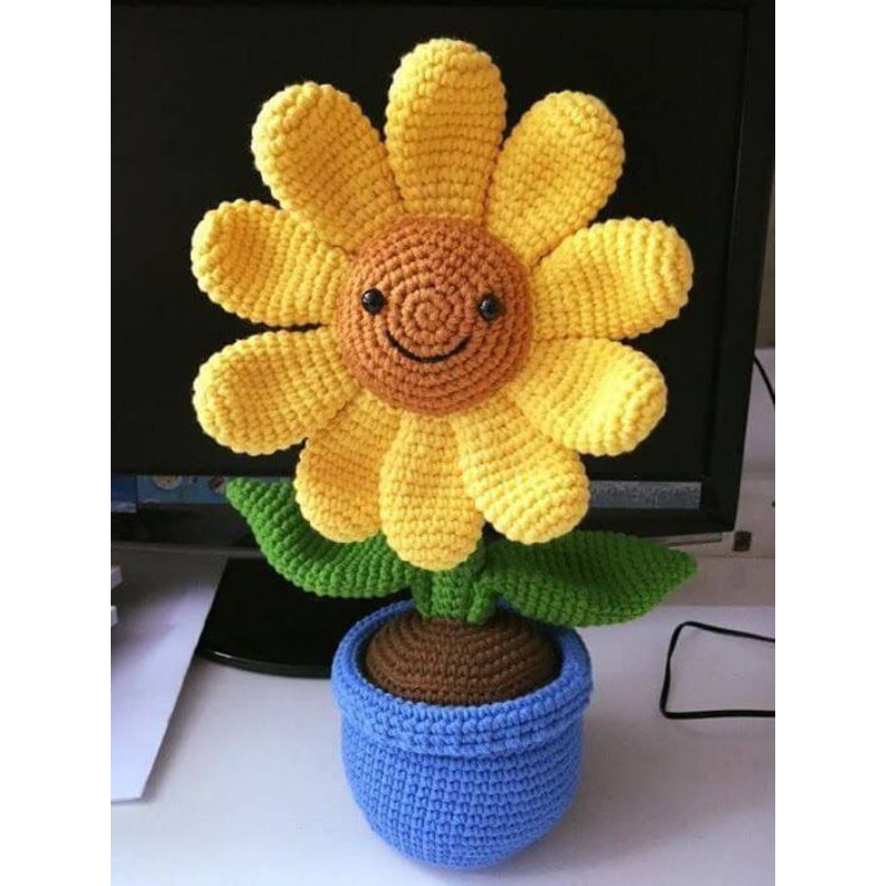 Jual Sunflower Amigurumi Boneka Rajut Bunga Matahari Hiasan Meja Unik