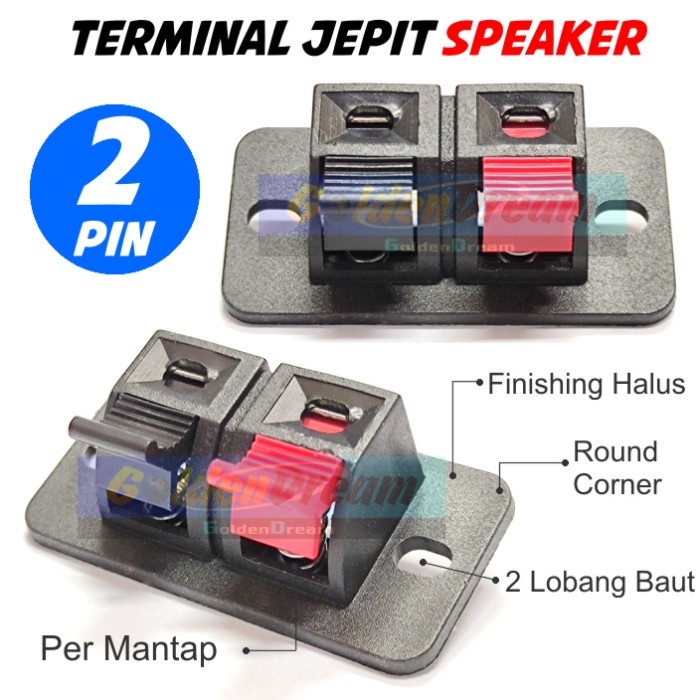 Jual Terminal Jepit Speaker 2 Pin Kabel Power Box Soket 2P Amplifier