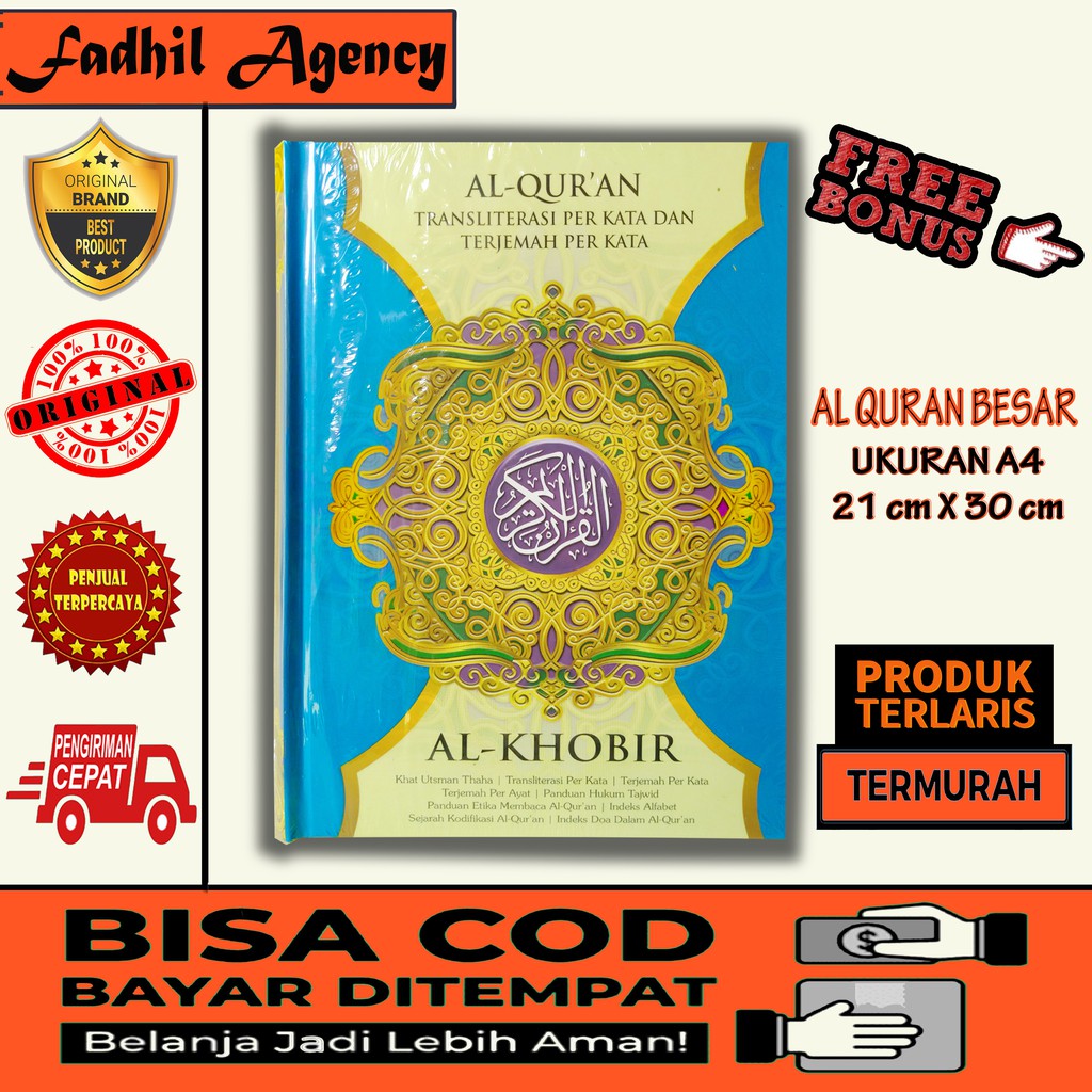 Jual COD AL QURAN BESAR AL KHOBIR A4 21 CM X 30 CM AL QURAN