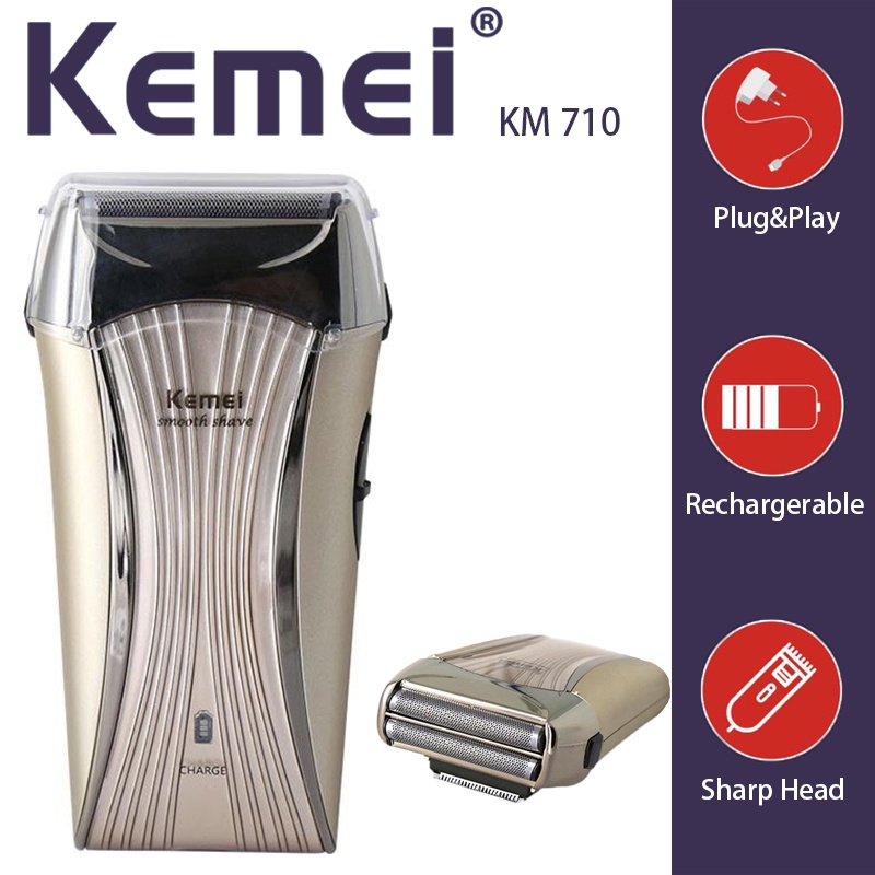 Jual Kemei Km 710 Electric Shaver Rechargeable Triple Blade 2 Heads