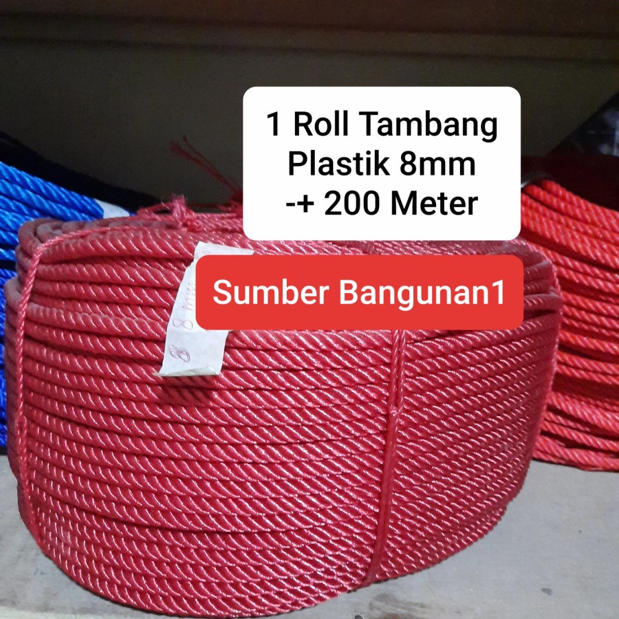 Jual Tali Tambang Plastik 8mm Roll 1 Rol Tali Ikat Mobil Bangunan 8 Mm