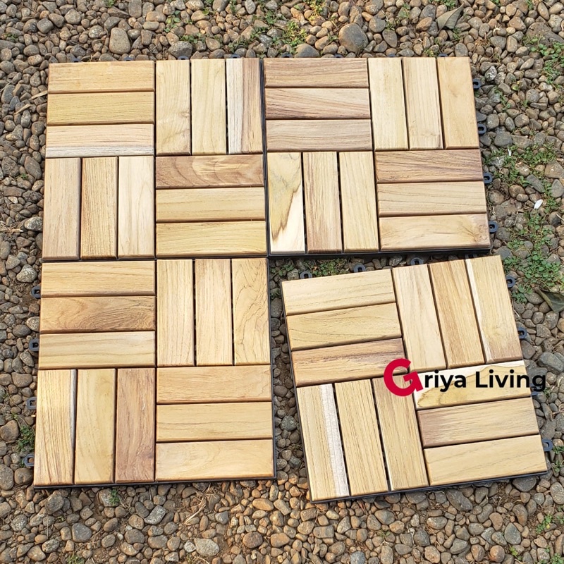 Jual Lantai Parquet Kayu Jati Flooring Decking Tile Ubin Kayu