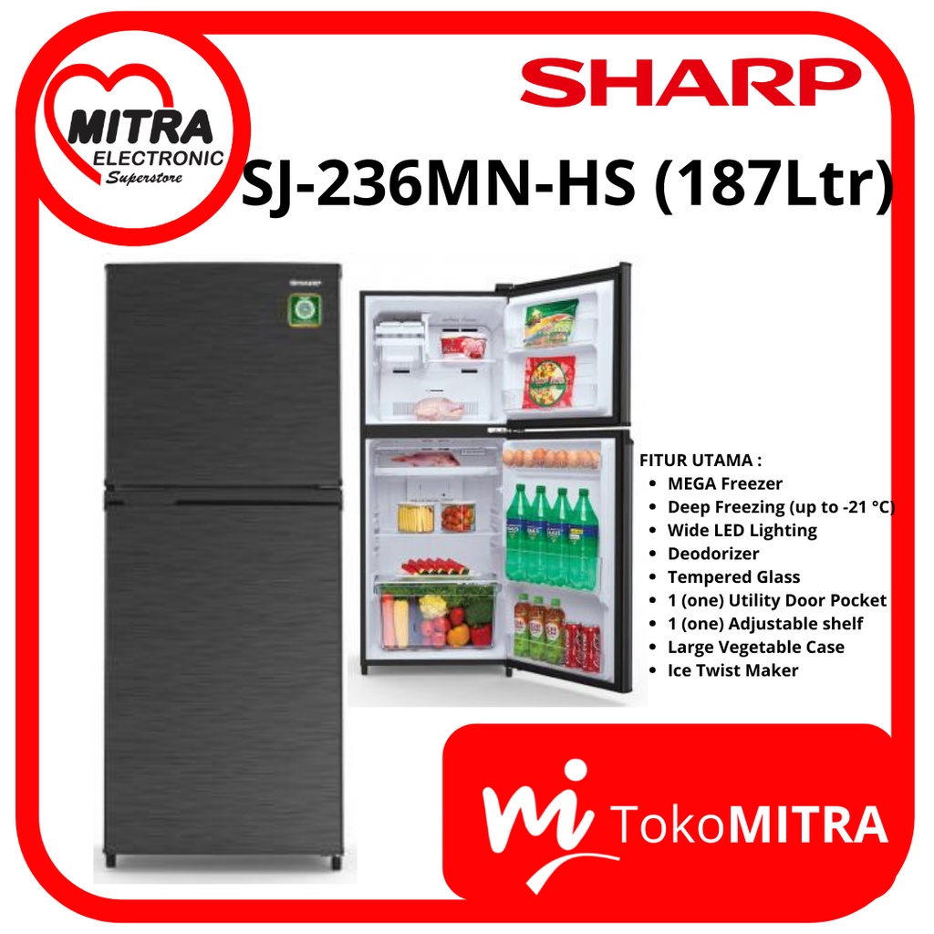 Jual Lemari Es Pintu Sharp Sj Mn Hs Ltr Shopee Indonesia