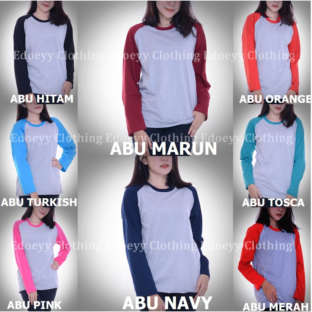 Jual Raglan Lengan Panjang Baju Raglan Reglan Polos Kaos Reglan