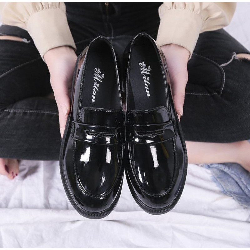 Jual Sepatu Docmart Wanita Kasual Kekinian Sepatu Kulit Wanita Hitam