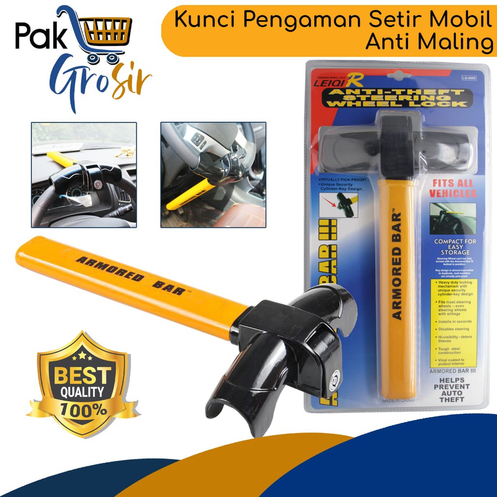 Jual Kunci Stang Setir Mobil Armored Bar Gembok Stir Pengaman Anti