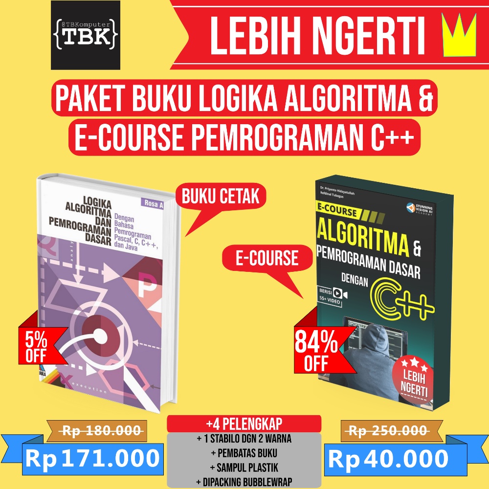 Jual PAKET BUKU LOGIKA ALGORITMA DAN E COURSE PEMROGRAMAN C Shopee