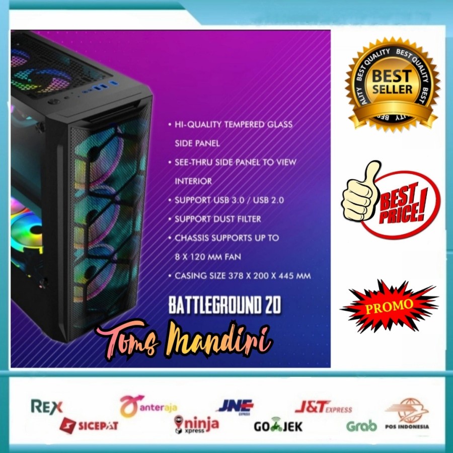 Jual Casing Simbadda Battleground Atx Matx Tempered Glass Gaming