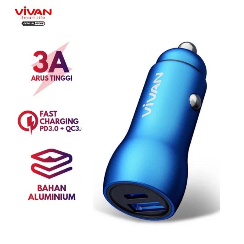 Jual Vivan Vcc Car Charger Dual Port Usb Type C Mobil Fast Charging