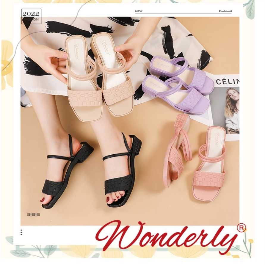 Jual 713 2 WONDERLY Sandal Wedges Jelly Wanita Sendal Selop Karet