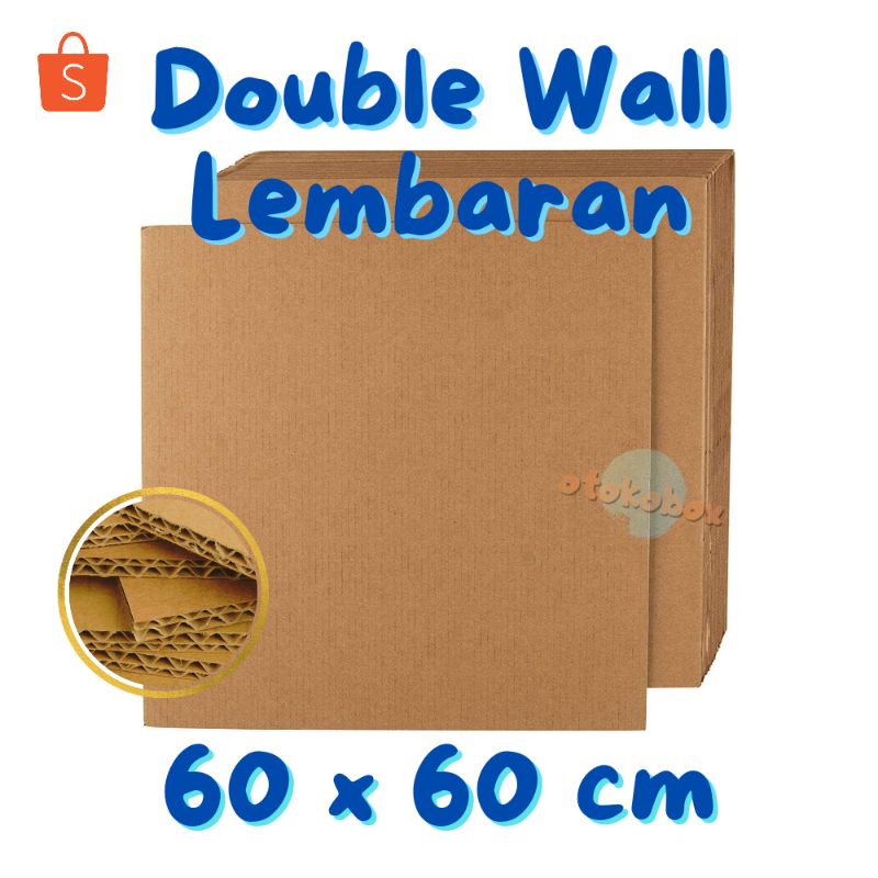 Jual 5 Pcs Dus Cardboard DW 60x60 Kardus Lembaran Polos Double Wall