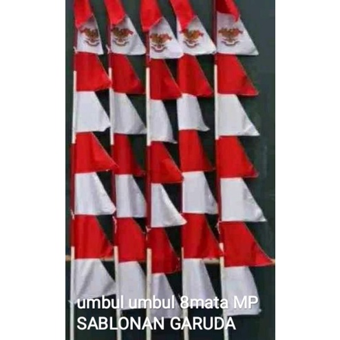 Jual Bendera Umbul Umbul Mata Merah Putih Isi Biji Sablon Garuda