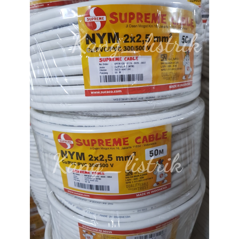 Jual KABEL LISTRIK SUPREME NYM 2x2 5 KABEL NYM SUPREME 2X2 5 50MTR