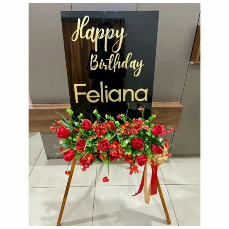 Jual Bunga Papan Akrilik Sign Flower Wedding Acrylic Grand Opening