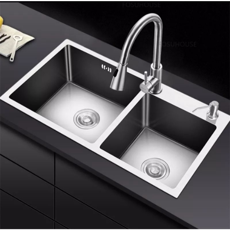 Jual Kitchen Sink Stainless Sus Dua Lobang Wastafel Model Onan