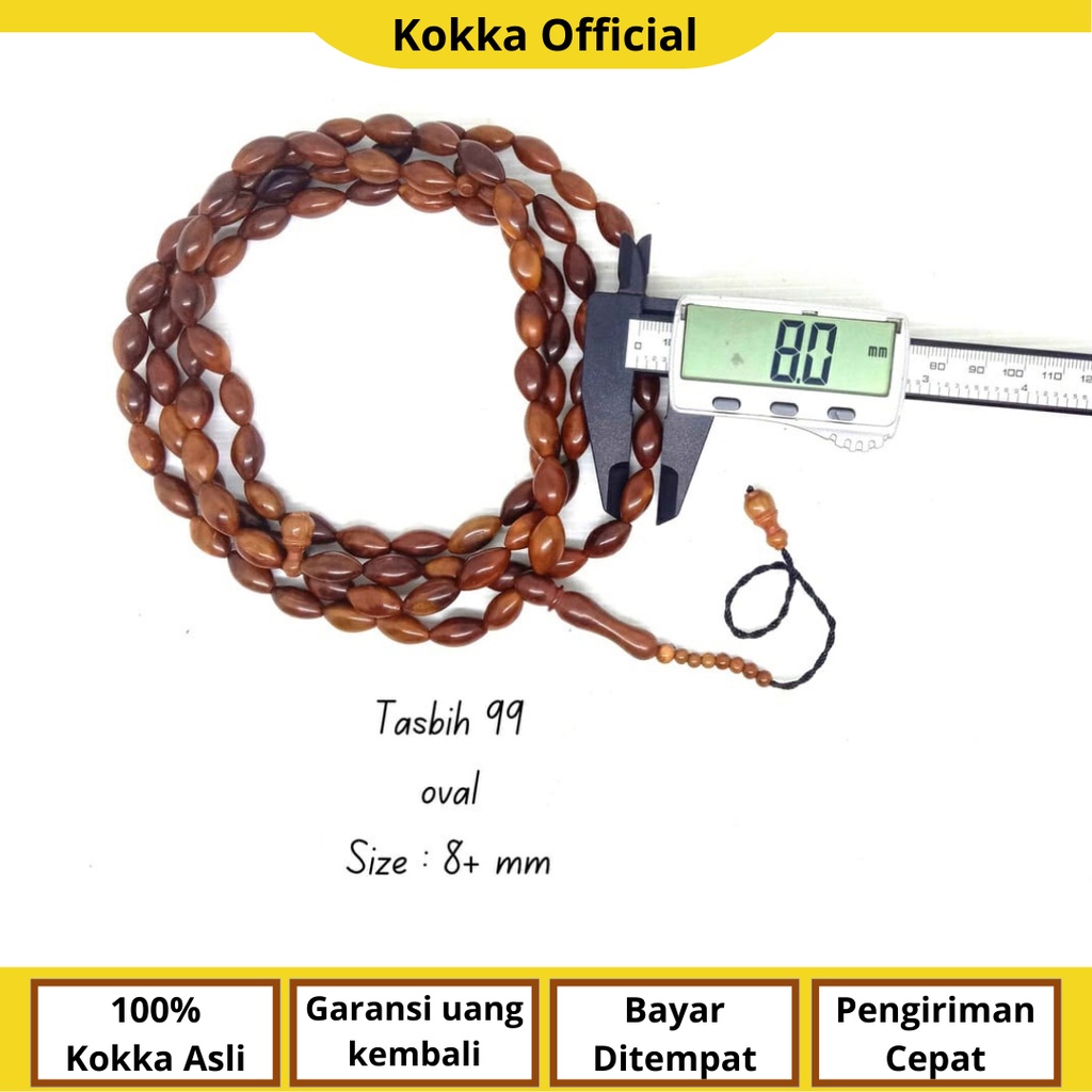 Jual Cod Tasbih Kayu Kaukah Oval Butir Asli Tasbeh Kaokah Kokkah