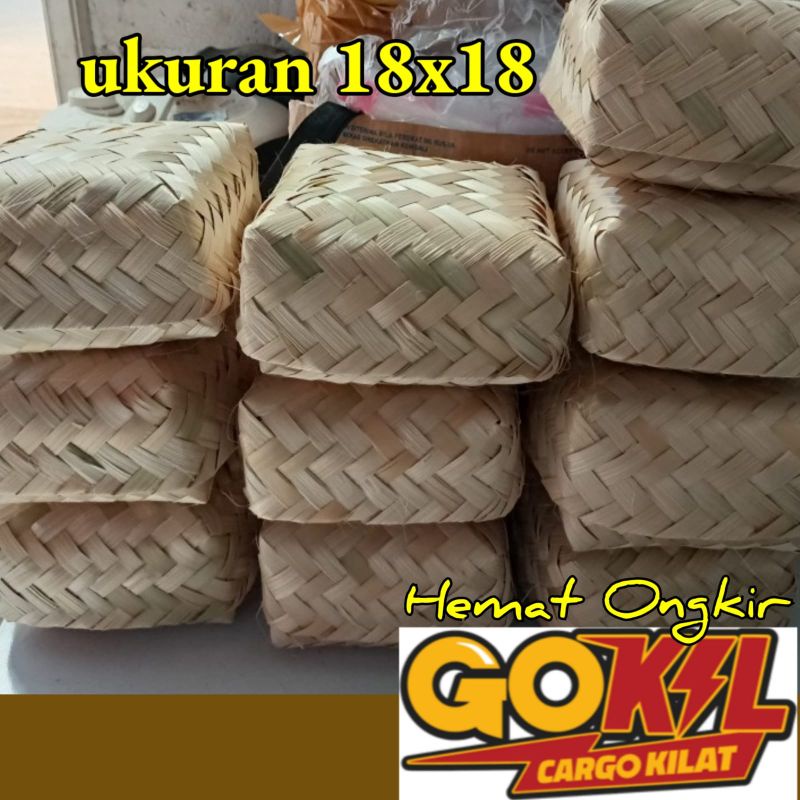 Jual Besek Bambu Ukuran 18x18 Box Nasi Tempat Makanan Hampers