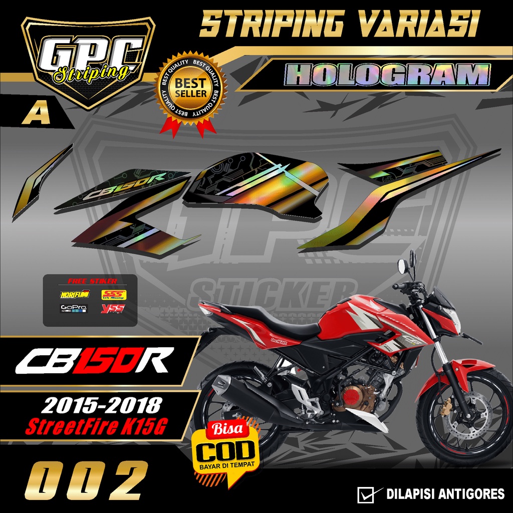 Jual STICKER STRIPING LIST VARIASI HOLOGRAM CB150R STREETFIRE TAHUN