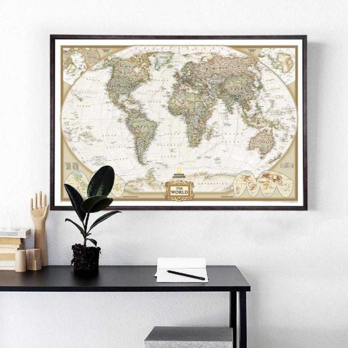 Jual Dekorasi Hiasan Dinding Poster Peta Dunia Large Vintage World