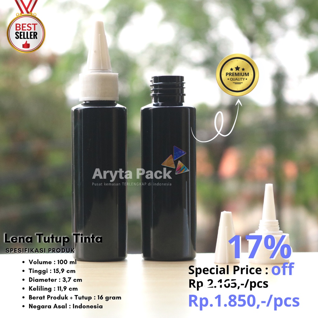 Jual Botol Plastik Pet Ml Lena Br Hitam Handsanitizer Tutup Tinta