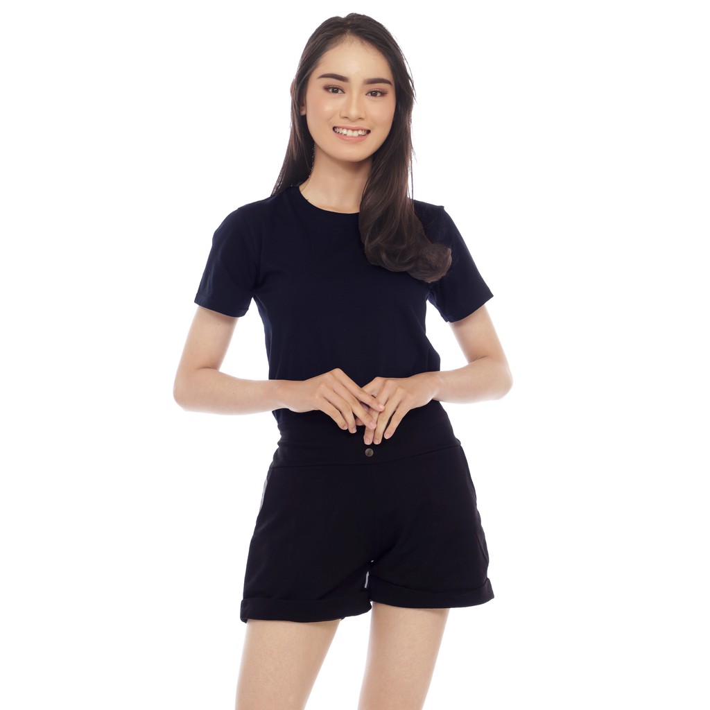 Jual Baju Kaos Polos Slimfit Cewe Navy Lengan Pendek Baju Kaos Kekinian