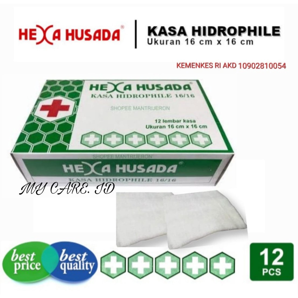 Jual Kasa Steril Hidrofil 16x16 Isi 12 Lembar HEXA HUSADA Kasa Steril