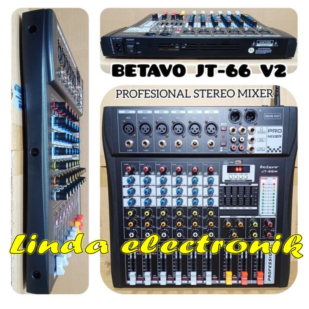 Jual MIXER AUDIO 6 CHANNEL BETAVO JT 66 V2 PROFESIONAL Betavo Jt66v2