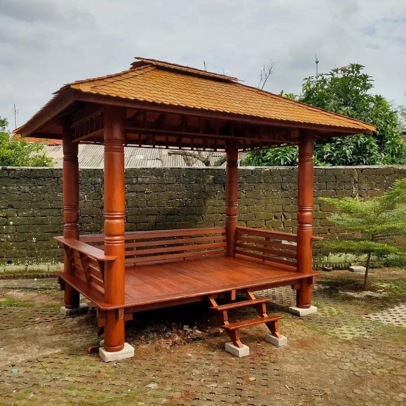 Jual Gazebo Saung Kayu Kelapa X Meter Shopee Indonesia