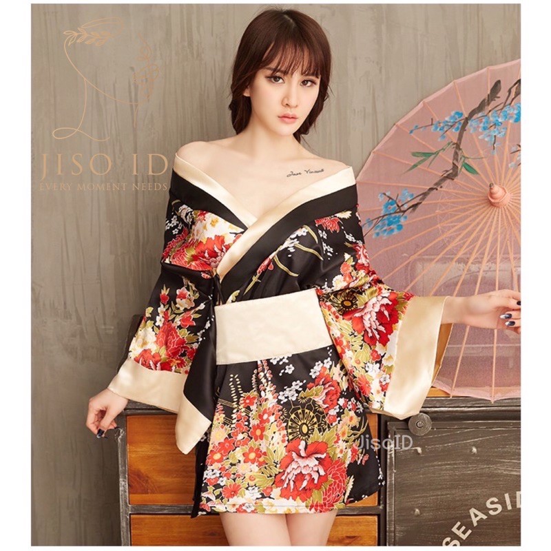 Jual Set Costume Kimono Satin Jepang Lingerie Geisha Pembantu Japan
