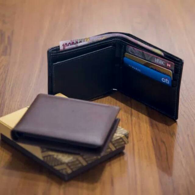 Jual Dompet Kulit Asli Jenis FULL GRAIN Pria Pendek Masa Kini Free Box