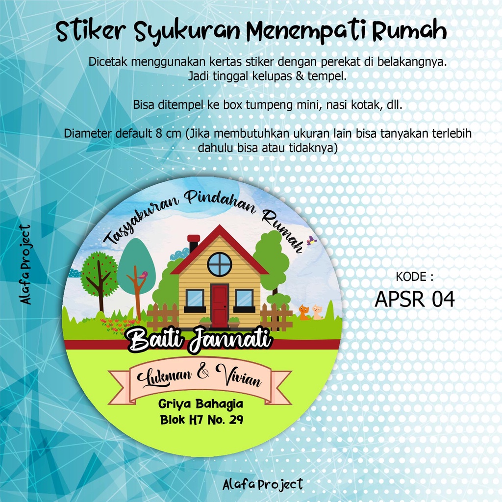 Jual Alafaproject Stiker Syukuran Menempati Rumah Label Bulat Tumpeng